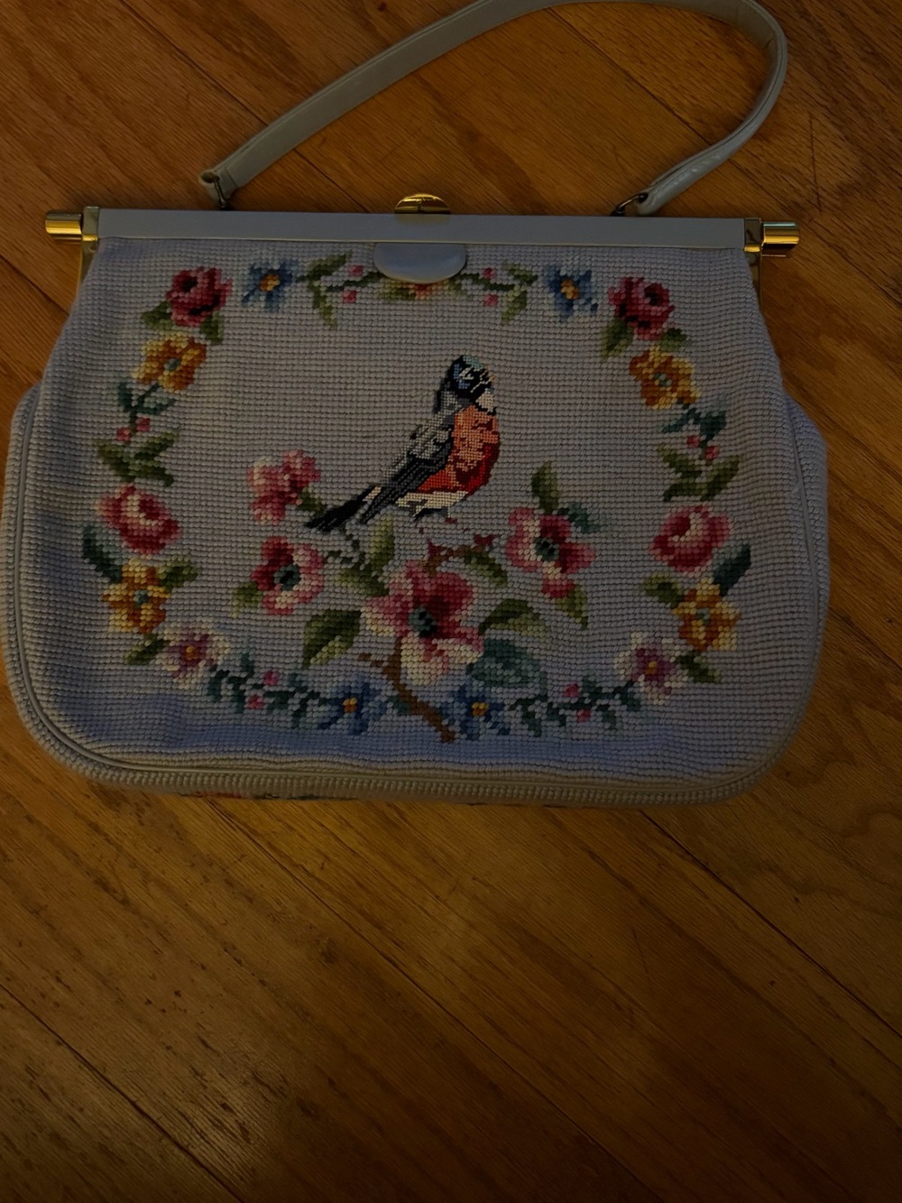 Vintage- Needlepoint Bird Handbag